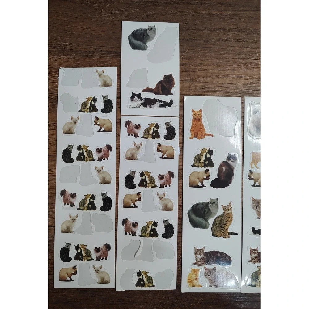 Cat Stickers Lot Realistic Kittens Full Partial Sheets Tabby Siamese Orange Vtg